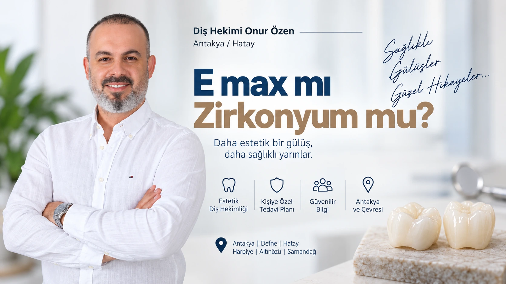 Zirkonyum ve e max yaprak porselen kaplama